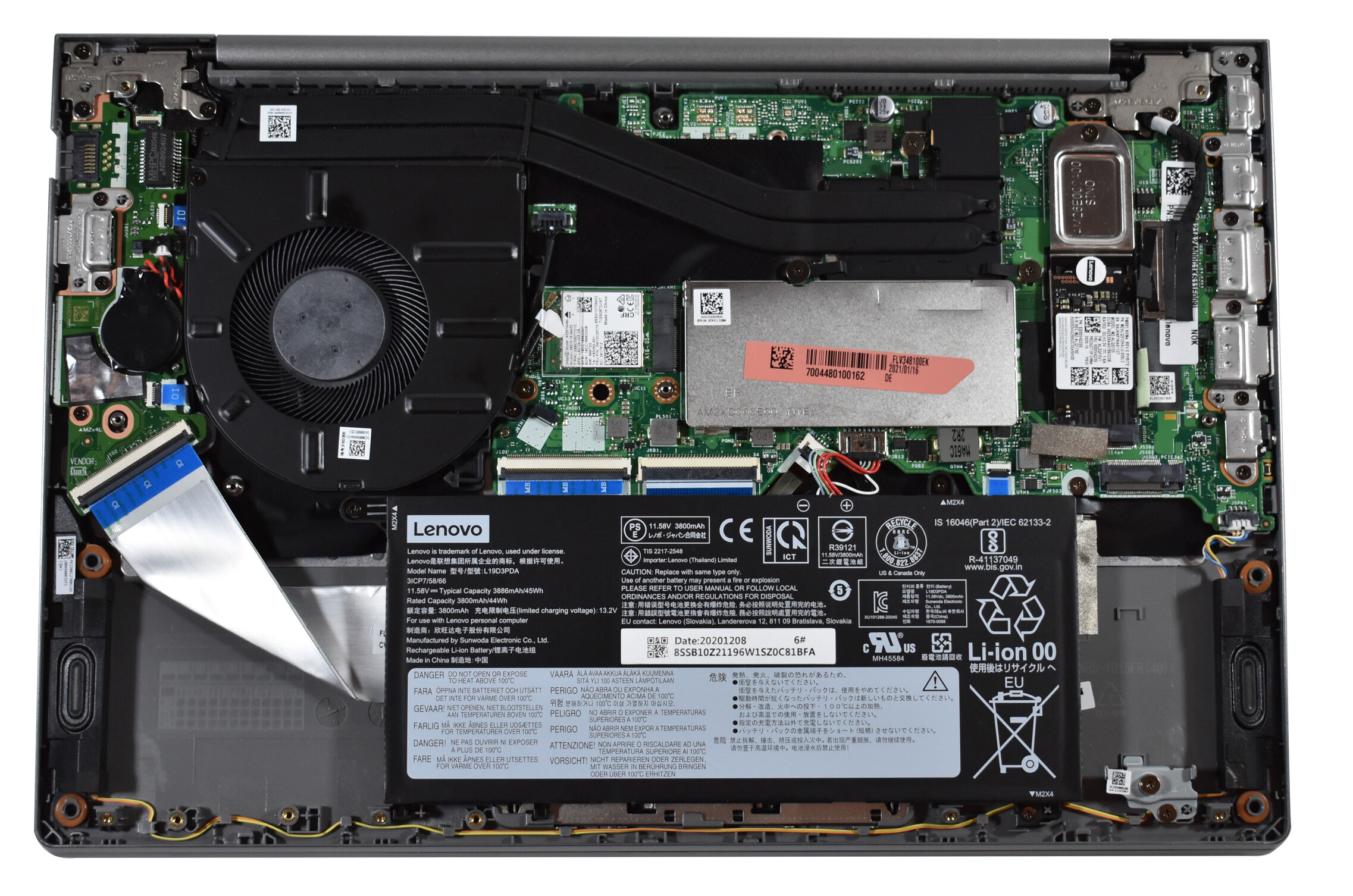 Internal Photo of Lenovo ThinkBook 14 G2 ITL 5CB1B32921 silver backlit Russian RU keyboard palmrest (ThinkBook 14 G2 ITL)